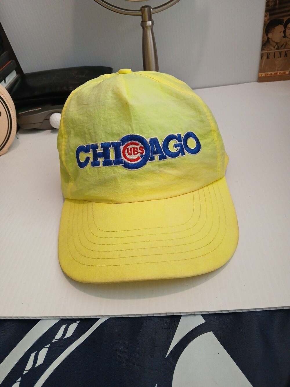 Annco Chicago Cubs MLB Baseball Hat Snapback Yellow Neon Nylon Vintage
